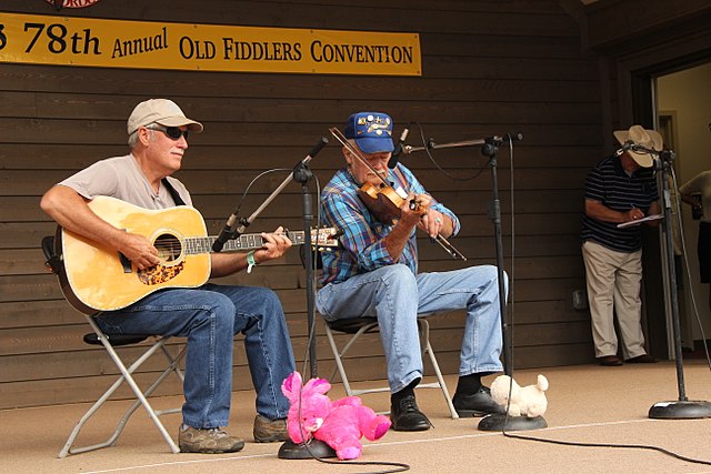 Bluegrass performers at Galax Old Fiddlers Convention
